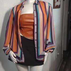 Wild Fable Faux leather Strapless Top